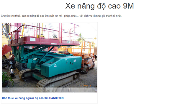 Cho thuê xe nâng người 9m, xe nâng thang 9m